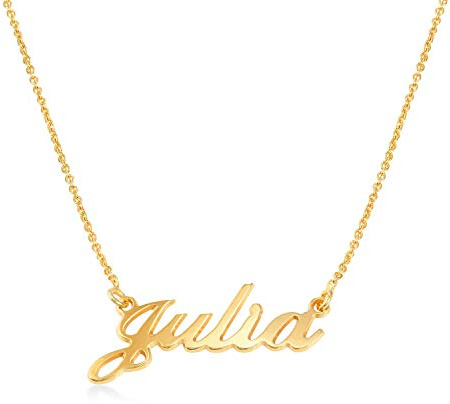 MyNameNecklace MYKA Personalisierte Kleine Klassik Druckschrift Namenskette aus Sterling Silber 925 - Vergoldet - Anpassbar Typenschild Name Schmuck Geschenk fŸr Damen - Mutter - Freundin