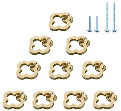 Fanruier 10 x goldene Schrankgriffe aus massiver Zinklegierung, Küchenschrank, Einzelloch für Nachttisch, Griff, Schubladenknöpfe, Möbelgriff, Hardware (6780)