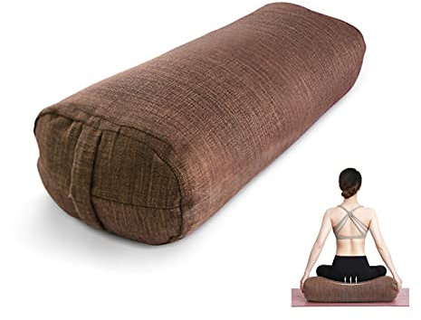 Yoga-Matte Kissen-bequeme Kornbaumwoll- / Buchweizen-Muschelmeditationskissen, bedeckt mit maschinenwaschbarem Baumwoll- und Leinenkissenbezug mit Griff (27,5 x 11,8) ( Farbe : Brown-Pellet cotton )