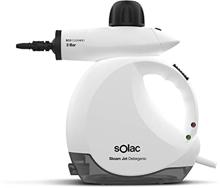 Solac - Nettoyeur à vapeur à main Steam Jet 1200 W | Efficace contre les punaises de lit | Vapeur 3 bar | 30 g/min | Réservoir gel hydroalcoolique 175 ml | Multi-usages tapisserie voiture, maison,