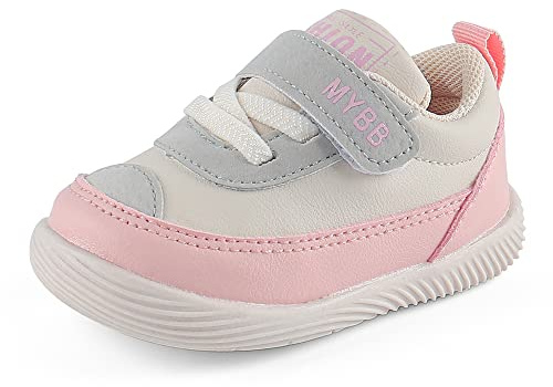 LACOFIA Scarpe Neonata Scarpine Primi Passi Bambina Sneakers Bambini con Suola in Gomma Antiscivolo Rosa 20(Etichetta 18)