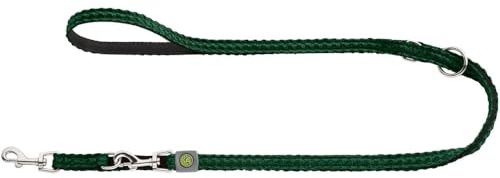 Hunter Verstellbare Hundeführleine Hilo, Farbe: dunkelgrün, leichtes 3D-Mesh-Material, griffiges Nylon, dreifach verstellbar, schnelltrocknend, witterungsbeständig, Größe: 15/200