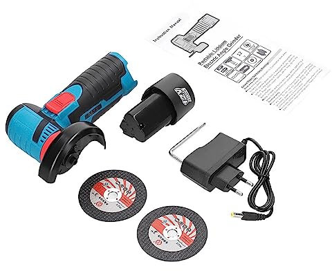 Toplionace Mini Amoladora Angular Recargable de 19500rpm 12V, Máquina de Corte y Pulidora Inalámbrica con Batería de Litio de Mano de 800W
