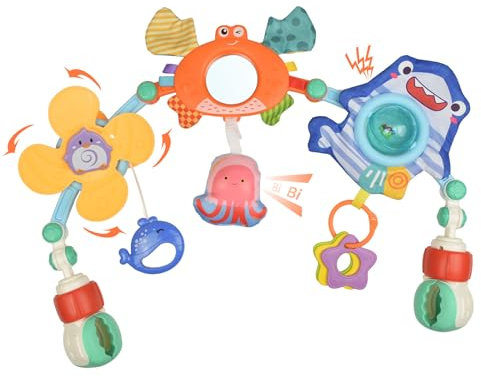 Coriver Baby Kinderwagen Spielzeug, Spielbogen Wickeltisch für Spielbogen, Babies Bogen Kinderwagen Spielzeug für Babys von 0–6 Monaten, Baby Kinderwagenkette Geschenk Junge Mädchen