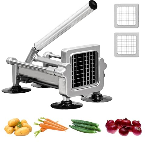 MYTASUY Commercial French Fry Cutter Stainless Steel.Potato Cutter for French Fries with 1/4 and 3/8Inch Blade, Commercial French Fry Cutter Manual Potatoes Cutting Machine with Suction Feet.