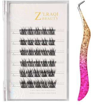 Selbstklebende Wimpern, Natürliche, Wiederverwendbare Lash Extensions für Anfänger, Lash Extension Set mit Künstlichen Lash Clustern und Einzeln DIY Wimpern Extensions, 30 Cluster + Applikator