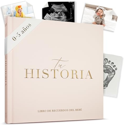 Libro Bebe - Libro de Recuerdos para Bebé - Diario y Álbum de Fotos para Bebés, 136 Páginas, Desde el Nacimiento hasta los 5 Años - Libro Nuestros Recuerdos (Crema)