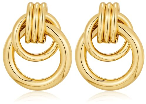 LILIE&WHITE Knoten-Ohrringe Gold & Silber – Klobige Creolen, Statement-Schmuck, Elegante Knoten-Design Ohrstecker für Damen
