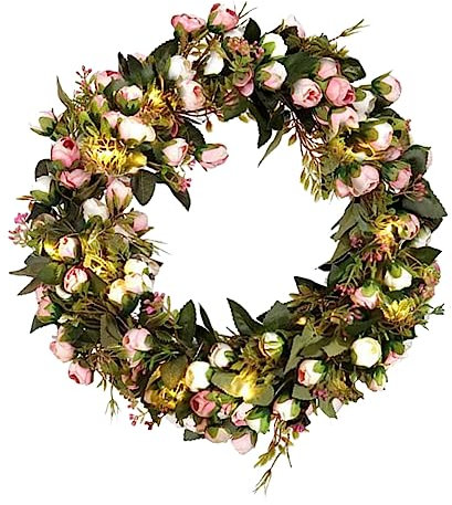 FUNOMOCYA Künstliche Rose Kranz Lichterkette Hochzeit Party Dekoration für Home Festivität
