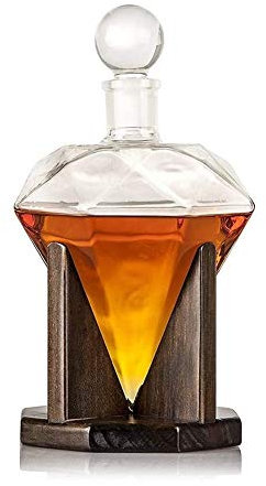 Flaschenregal Weinregal Weinglashalter Whisky-Dekanter, kreativer Wein-Dekanter aus Diamantglas, für Likör, Scotch, Rum, Bourbon, Wodka-1000 ml