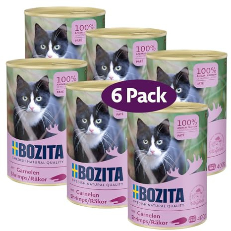 Bozita Paté Gamba sin Cereales – 6 x 400 g Comida húmeda para Gatos y Gatitos. Alimento Completo con 9,5% de proteínas y 5% de Grasa de Ingredientes Naturales Cereales – de
