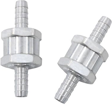 PDETVEO Lot de 2 clapets anti-retour en alliage d'aluminium pour conduite de carburant, huile, essence, diesel, essence, eau, argent