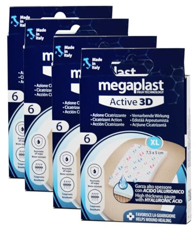 Juego de 24 Apósitos 3D XL con acción curativa activa, Apósito adhesivo impermeables para heridas más grandes, Ablandador con adhesión fuerte - Formato 7.5 x 5 cm- JUANIO -