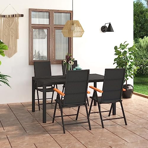 LXYZWRW Gartenmöbel-Set, 5-teilig, Schwarz und Braun, Gartenmöbel-Sets