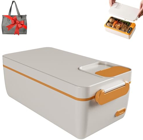 Calentador de comida eléctrico, lonchera autocalentable inalámbrica con bolsa térmica, lonchera recargable con calefacción, batería incorporada de 3200 mAh, calentador de comida portátil(White)