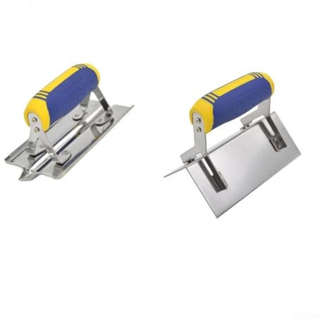 HEBEOT 2Pcs Dry Wall Internal Corner Trowel Stainless Steel Concrete Set Lining Plastering Trowel Angled Hand Tool Concrete Edgers For Plastering And Brickwork(e)