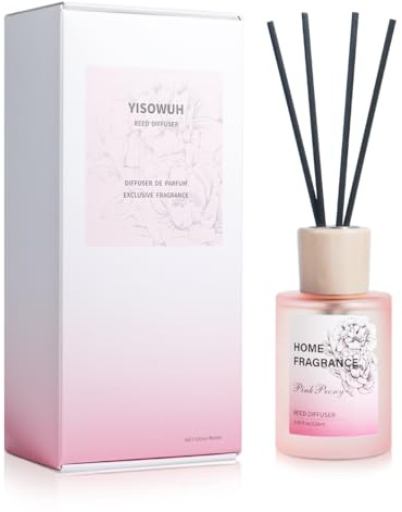 YISOWUH Raumduft-Rattanstäbchen-Diffuser – Rosa Pfingstrose, 120 ml, 1 Packung, Duftstäbchen mit ätherischen Ölen und 8 Stäbchen, lang anhaltender Duft für Zuhause, Bad