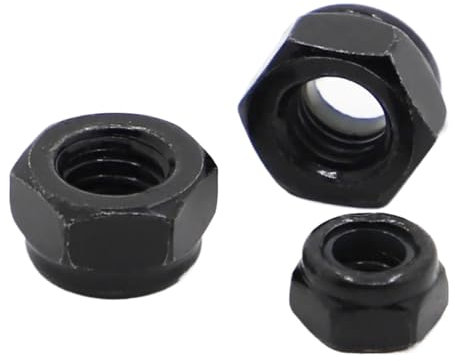 Selbstsichernde muttern Selbstsichernde Sechskantmuttern aus schwarzem Kohlenstoffstahl und Nylon, Sicherungsmutter, Rutschsicherungsmutter DIN985, M2, M2,5, M3, M4, M5, M6, M8, M10, M12, M16(M2 20pcs