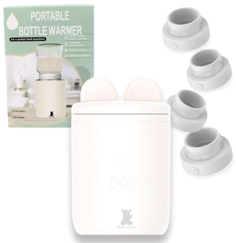 Hello Hippo - Calentador de Biberones Portátil y Compacto | USB-C Recargable, Antifugas, Compatible con Philips Avent, MAM, NUK | 4 Temperaturas Ajustables | Calentamiento Rápido y Eficiente