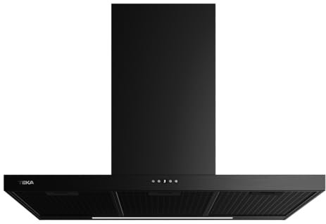 TEKA Campana Extractora de Pared 90 cm, 4 Velocidades, Temporizador, Motor Doble Turbina EcoPower, Revestimiento Negro, DSH 986 BK