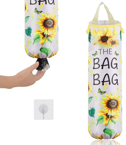 Support de Sac en Plastique, L'organiseur de Cuisine est livré avec 1 Crochet pour Ranger des Sacs en Plastique, Support de Sac Poubelle Suspendu Distributeur de Sac en Plastique Support, pour la Cui