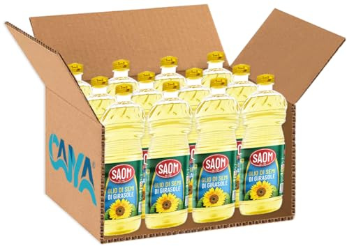 Saom Olio di Semi di Girasole Pet 1l [Peck di 12 Bottiglie]