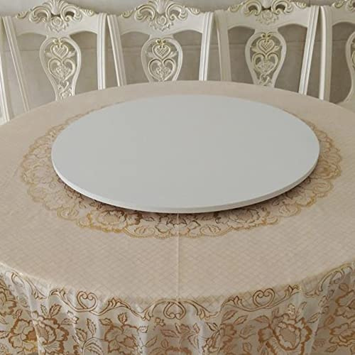 Bandeja giratoria redonda de madera grande de 120 cm, resistente para mesa de comedor, plato giratorio para compartir sin esfuerzo, color blanco roto de 60 cm