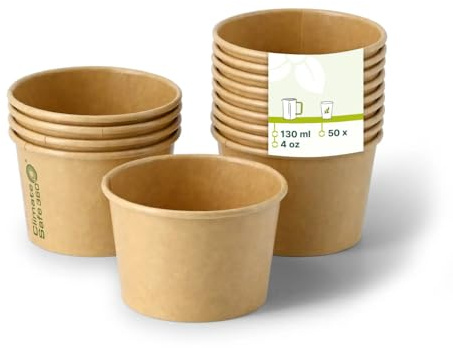 GREENBOX Eisbecher aus Pappe XXS, 75 ml, max. 130 ml, Ø 76 mm, braun