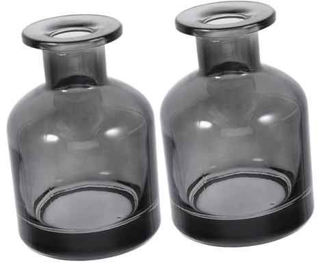 GANAZONO 2 Piezas Botellas Difusoras de Vidrio Gris Azul Frascos Rellenable para Aceites Esenciales Difusor Elegante para Aromaterapia y Decoración de Hogar Oficina y Hotel