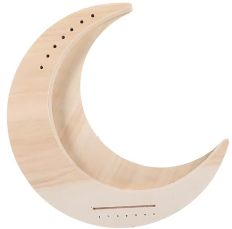 Holz Leierharfe 7-saitiges Saiteninstrument für Anfänger, Tragbar | Mondförmiges Design, Abgerundete Kanten, Unbehandelte Selbstgemacht Oberfläche, Beige, Holz und Metall