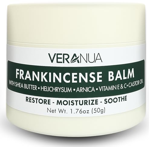 VeraNua Frankincense Balm - With Organic Shea Butter, Arnica, Vitamin E & C, Helichrysum, Beeswax, Jojoba & Castor Oil, Mango & Cocoa Butter – Moisturizes Skin & Relieves Muscle & Joint Discomfort