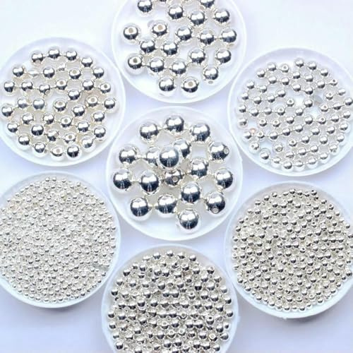 Perles rondes en acrylique plaquées or/argent, de 3 à 12 mm, idéales pour la création de bijoux (DIY) - plaquées argent - 3 mm, lot de 1000 pièces