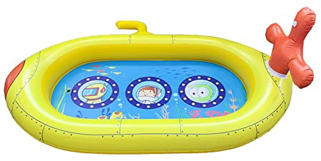 Aumotop Grande Piscina Gonfiabile con Irrigatore per Bambini, Gioco Acquatico Estivo per Giocare in Giardino, Materiale PVC Sicuro, Design Sottomarino (Fontana sottomarina)