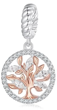 Breloque arbre de vie en argent sterling 925 plaqué or pour bracelets Pandora, arbre de famille, cadeau pour petite amie, maman