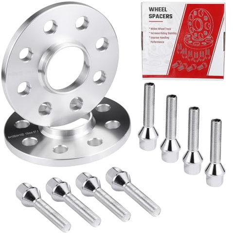 Spurverbreiterung 20 mm (2x10 mm) 4x100 Nabendurchmesser 57,1 mm inkl. Radschrauben M12x1,5,Silber – Spurplatten Set passend Kompatibel mit VW Golf Kompatibel mit Audi Kompatibel mit Seat