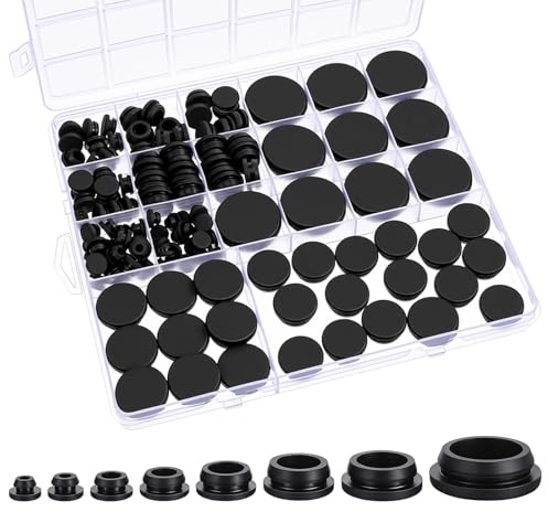 125 Stück Gummi Kabeldurchführung, Gummitülle Set | Blindstopfen Gummistopfen Gummi Stopfen, für Mechanische Plugs, Auto, Maschine, Wasserleitung, Pumpe