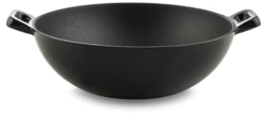 H&H Wok 2 Manici In Ghisa Smaltata Cm 24
