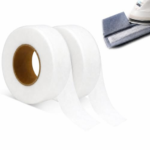 2PCS Saumband zum Aufbügeln Waschfest 2CM X 64M, Bügelband für Vorhänge, Gardinenband zum Aufbügeln für Hosen & Kleidung, Stoffband zum Kürzen ohne Nähen, Besser als Nähen Saumvlies
