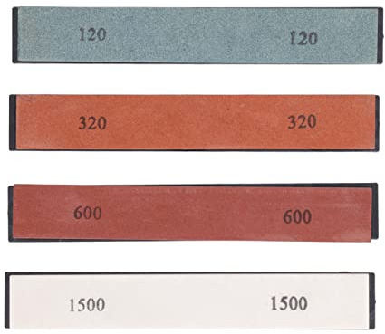 DGLDCSHUAI 4 Pezzi Pietra per Affilare i Coltelli Coltello Robusto e Sicuro per Affilare la Lama Pietra per Cote 120 320 600 1500 Grana