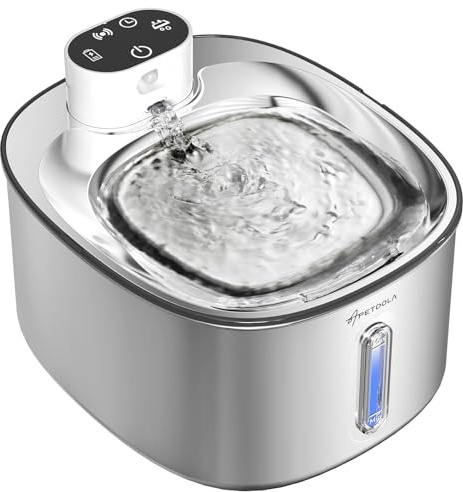 Apetdola FS11PRO Cat Water Fountain Stainless Steel, 152fl-oz/4.5L Wireless Cat Fountain,5000mAh Battery Operated Pet Water Fountain for Cats Dogs,Ultra Quiet