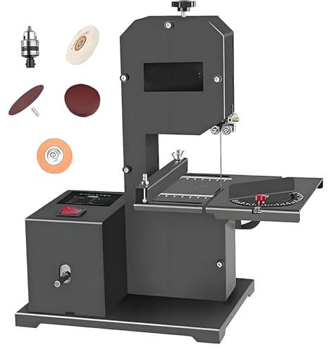 Sierra de cinta de mesa con capacidad de corte de 70 mm y mesa de metal inclinable para madera, acrílico y espuma