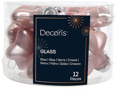 Christbaumschmuck Sterne Glas 4cm x 12 Stück Weihnachtskugeln Weihnachtsbaum rosa