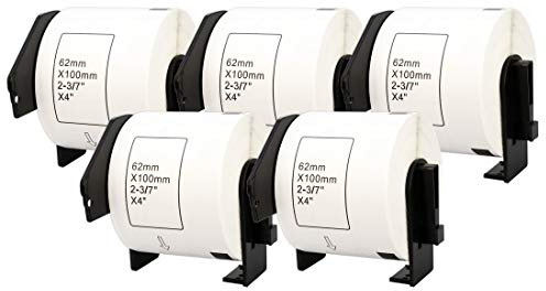 5X DK-11202 62 x 100 mm Rollos de Etiquetas para envíos (300 Etiquetas por Rollo) compatibles para Brother P-Touch QL-1110NWB QL-1100 QL-1060N QL-500 QL-570 QL-700 QL-710W QL-800 QL-810W QL-820NWB