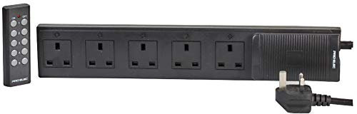 PRO ELEC PELB0429 5 Gang Extension Lead with Remote Control 1m, Black