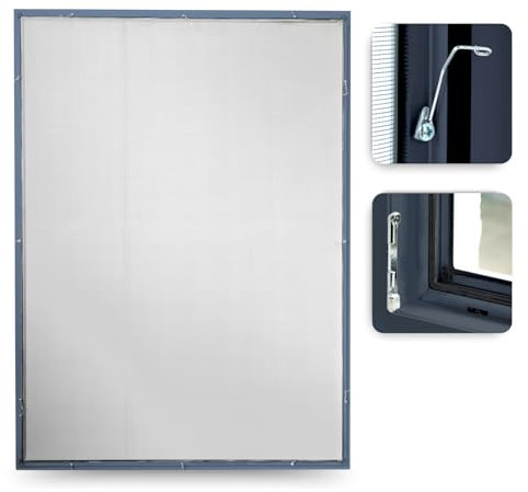 Rollmayer Fliegengitter Alurahmen Fliegenschutz Insektenschutz Braun, Anthrazit oder Weiß als Selbstbausatz (Anthrazit - 60 x 80 cm - BxH)