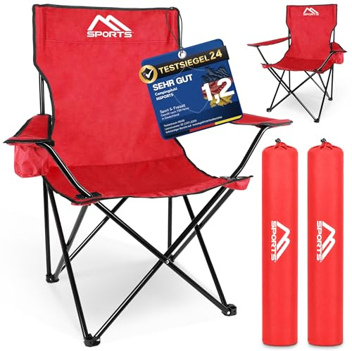 MSPORTS Campingstuhl Premium inkl. Tragetasche Anglerstuhl Faltstuhl - auswählbar als 2er Set - Klappstuhl mit Armlehne und Getränkehalter praktisch robust leicht Camping Stuhl