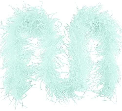 THARAHT Boa de plumas de avestruz 1PLY 2Yard Natural esponjoso Boa de plumas para manualidades DIY Boda Pascua Halloween Party Decoración de disfraces Boa de plumas de avestruz, Azul claro