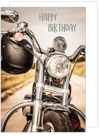 Edition Seidel Premium XXL Maxi Glückwunschkarte zum Geburtstag mit Umschlag Format DIN A4. Geburtstagskarte Grusskarte Karte Billet Happy Birthday Mann Frau Motorrad Biker (A4-G3114)