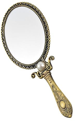 Housoutil Doppelseitiger Vintage Handspiegel Handlich Eleganter Kosmetikspiegel Mit Griff Faltdesign Für Damen Reise Und Alltag