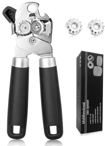 4-in-1 Manual Can Opener, Tin Opener UK Handheld Bottle Opener, Smooth Edge Heavy-Duty can Opener, Can Openers for Arthritic Hands,Suitable for Opening cans, Beer Bottles Stainless Kitchen Gadgets